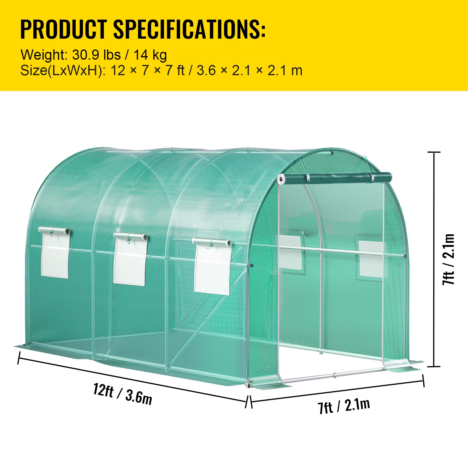 Walk-in Greenhouse Tunnel With Galvanized Steel Frame And Windows_voghion.com